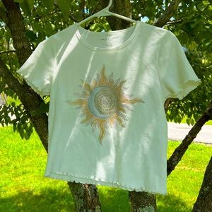 American Eagle Sun/Moon Mandala Crop Top, size medium